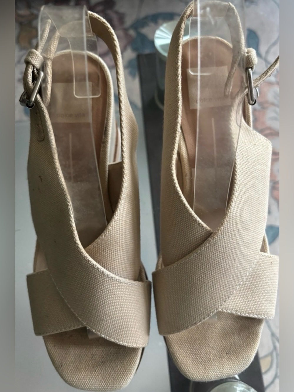 Dolce Vita Cream Canvas Platform Sandals